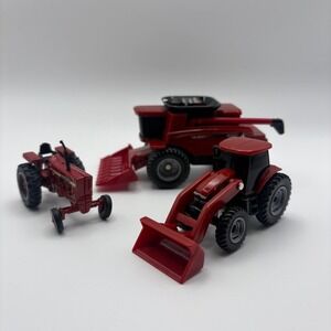 Ertl 1/64 Case International Harvester Farm Toy Set Combine Tractor Loader Red